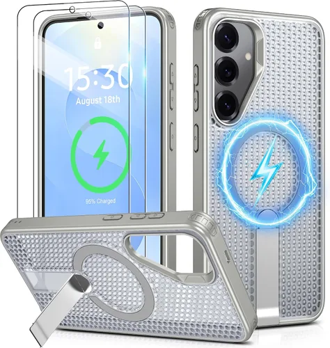 Vista 21 de Jshru para Samsung Galaxy S25 Plus / S24 Plus con [2 PIEZAS] protectores de pantalla HD, compatible con MagSafe