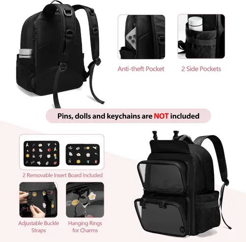 Vista 2 de Ita Bag - Mochila con inserto, mochila Kawaii Ita para cosplay de anime, Negro -, Mediana