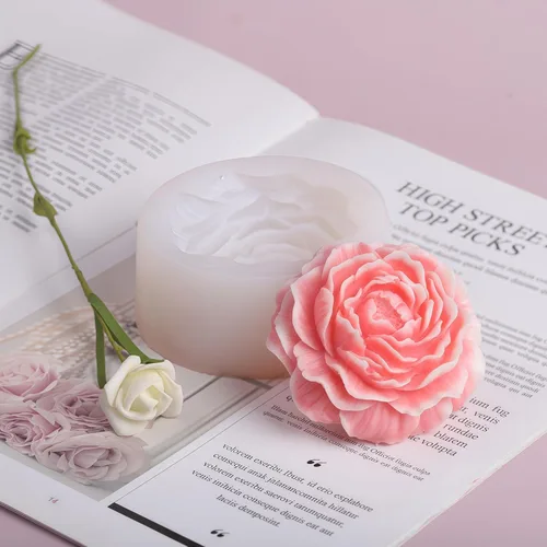 Vista 7 de 2 moldes de silicona para velas de flores de peonía y rosas para velas, jabón, resina y arcilla