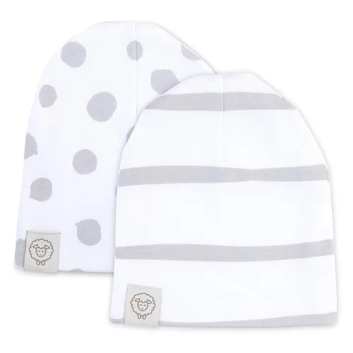 Vista 5 de Manta ajustable para envolver 2 unidades+2 gorros pequeños de 0 a 9.8 ft, rayas grises y puntos, gris