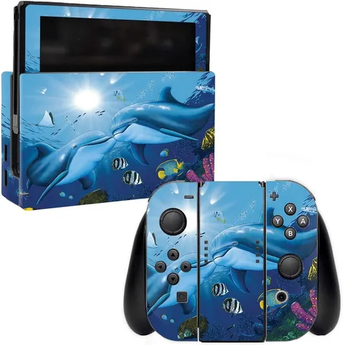 Vista 4 de MightySkins Skin compatible con Nintendo Switch – Delfines nariz de botella Funda protectora de vinilo duradera y única Fácil de aplicar, quitar