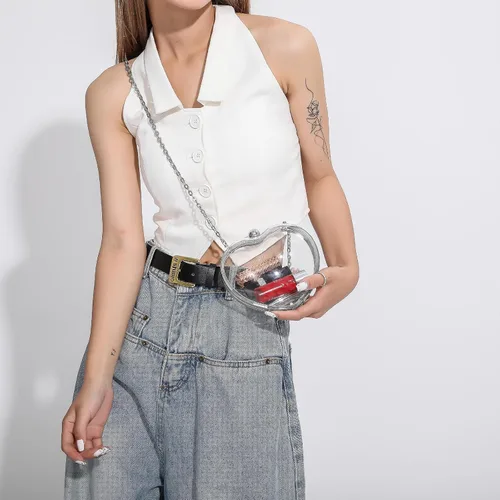 Vista 6 de LAKSMI Bolsos de mano de noche de acrílico transparente para mujer, con forma de corazón, lindo bolso con correa de cadena