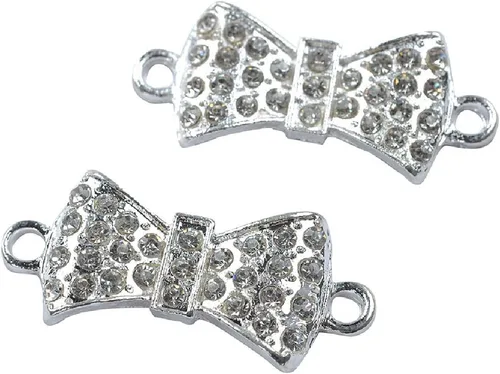 Vista 20 de RUBYCA 5pcs Metal Cruz Llave Lateral Conector Cuentas Cristal DIY Joyería Pulsera Tono Plata