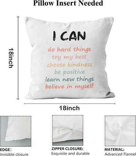 Vista 5 de Juego de 4 fundas de almohada inspiradoras bohemias de 18 x 18 pulgadas, regalos de afirmaciones positivas, coloridas citas motivacionales, fundas