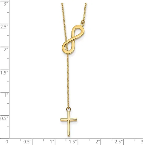 Vista 3 de ICE CARATS Collar con colgante de cruz infinita de oro amarillo de 14 quilates, colgante de gota religiosa fina joyería para mujer, regalos para ella