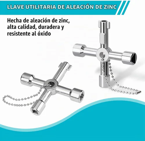 Vista 3 de DURATECH Llave de utilidad de 4 vías, 1 paquete Llave de agua multifuncional, para válvula, grifo y espitas