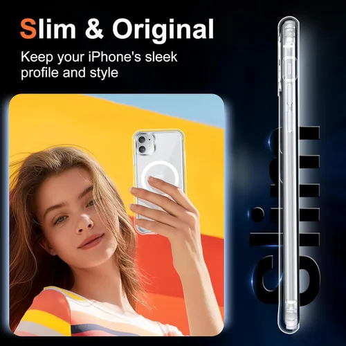 Vista 7 de Funda transparente para iPhone 11 con protector de pantalla, compatible con Magsafe, antiamarilleo, protección de grado militar, a prueba de golpes
