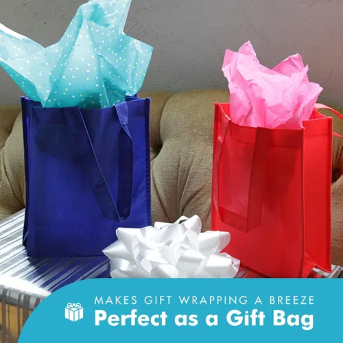 Vista 6 de Pack de 25 bolsas reutilizables para regalos, fiestas, almuerzo., Púrpura profundo