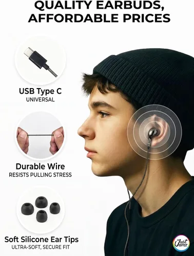 Vista 2 de Chrome - Paquete de 50 auriculares USB C con cable para iPhone 17 16 15 Pro Max, auriculares USBC con micrófono y control de volumen, auriculares