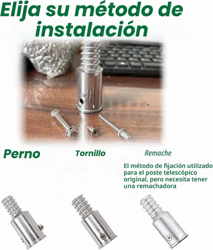 Vista 4 de Reemplazo de puntas roscadas de metal de 1" para mango de escoba de empuje de madera extremo roscado