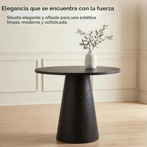 Vista 3 de Mesa de comedor redonda de madera para 2-4, mesa de cocina moderna