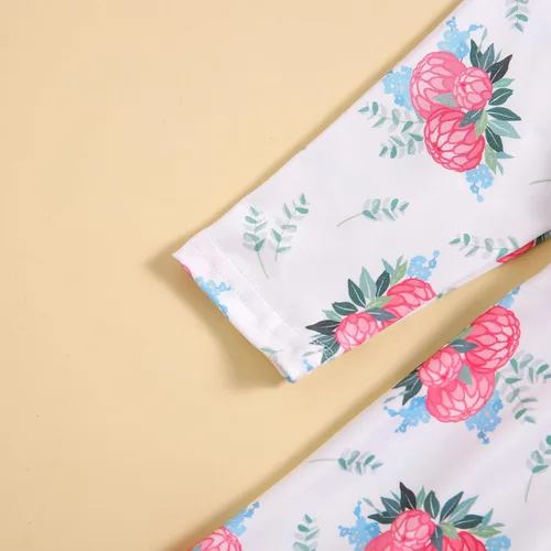 Vista 6 de Aruzig Conjunto de ropa con camisa y pantalones florales para niñas pequeñas