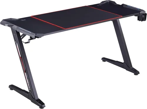 Vista 18 de Homes: Inside + Out Kindira - Escritorio moderno de acero para juegos con puertos USB, alfombrilla de mouse de PC y portavasos giratorio