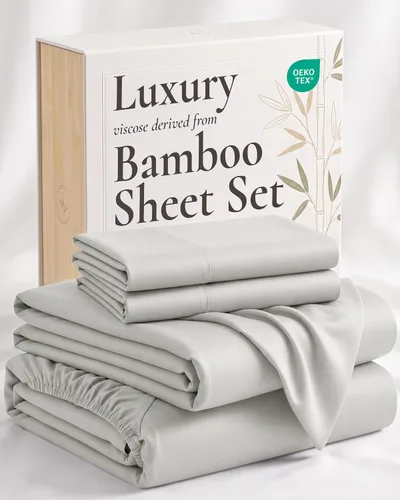 Vista 25 de Hotel Sheets Direct - Juego de sábanas 100% viscosa derivada de bambú tamaño individual - sábanas refrescantes con 1 funda de almohada 01-Blanco