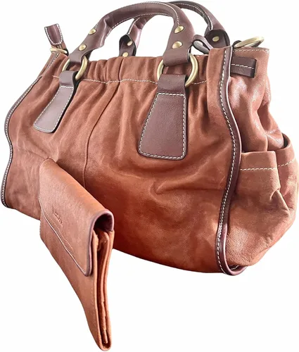 Vista 8 de NatCole Bolso de piel de becerro con una cartera a juego, Marrón