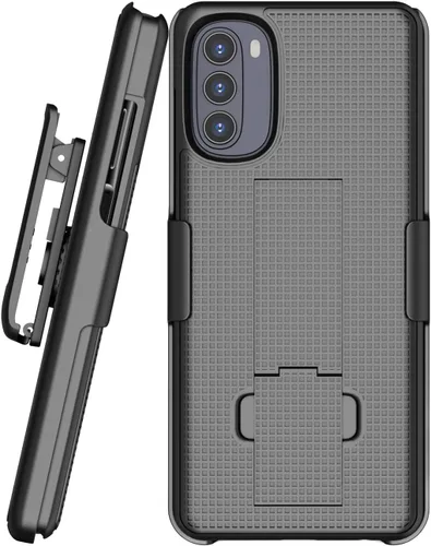 Vista 8 de Combo de funda para Motorola Moto G 5G 2022 Funda de teléfono con clip para cinturón - Negro