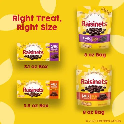 Vista 6 de Pasas cubiertas de chocolate oscuro, bolsa de 8 onzas, caramelo Ferrero a granel