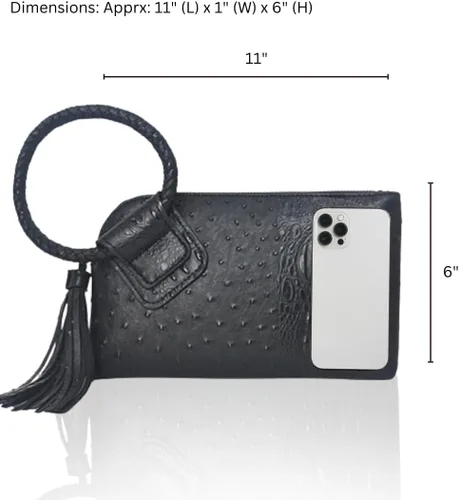 Vista 3 de NGIL Mini bolso de pulsera de piel sintética para mujer con borla de flecos, cartera de pulsera para mujer