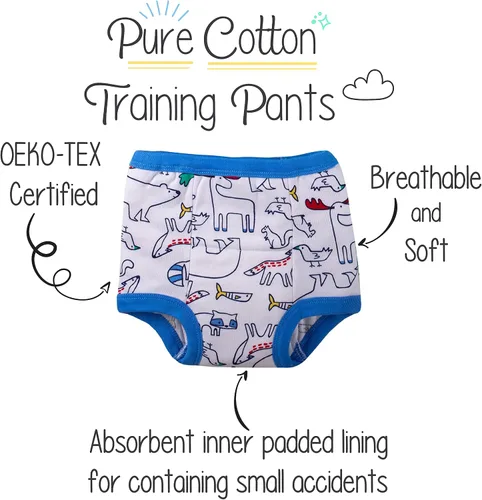 Vista 6 de LAMAZE Pantalones de entrenamiento de algodón natural superpeinados para bebés paquete de 4