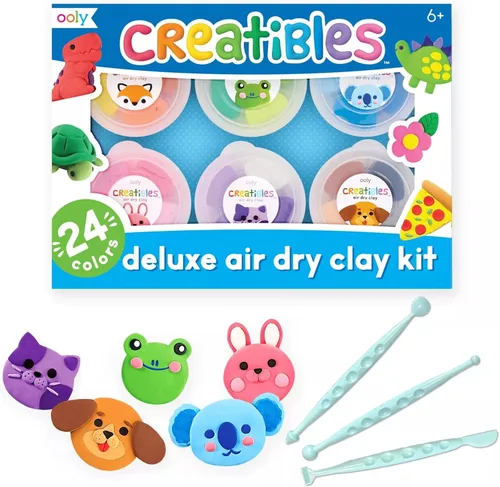 Vista 9 de Ooly Creatibles - Kit de joyería de arcilla seca al aire para niños, kit de fabricación de joyas artísticas con 6 colores de arcilla, cuentas