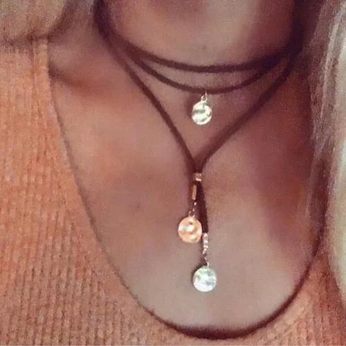 Vista 2 de XULAVA Black Brown Suede Choker Necklace for Women Teen Girls,Boho Jewelry Layered Long Necklaces for Best Friend