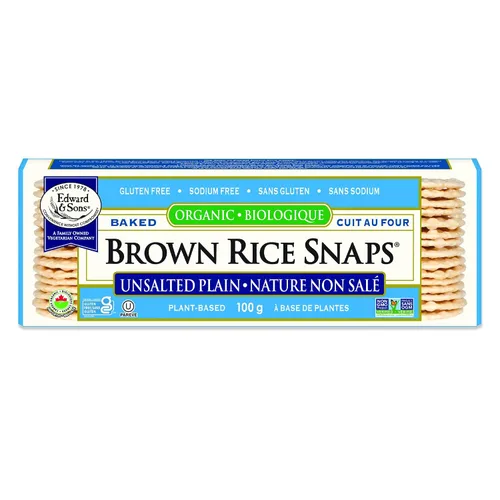 Vista 10 de Edward & Sons Snaps de arroz integral orgánico ligeramente salado, galletas de arroz sin gluten, aperitivo horneado al horno, grano entero, sin