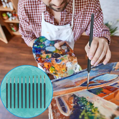 Vista 6 de UPINS Juego de pinceles de pintura de 11 piezas de detalles finos en miniatura, juego de pinceles de pintura acrílica para micro artistas, juego
