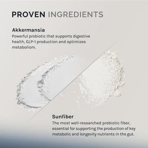 Vista 3 de InfiniWell Probiótico Akkermansia para la salud digestiva, apoya la longevidad saludable, la inmunidad y un microbioma intestinal equilibrado