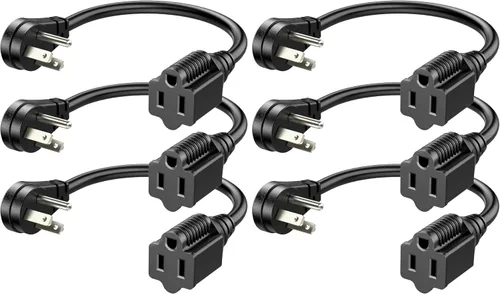 Vista 13 de DEWENWILS Cable de extensión corto de 1 pie, cable de extensión de cabeza plana para interiores con 3 puntas, cable de alimentación de perfil bajo