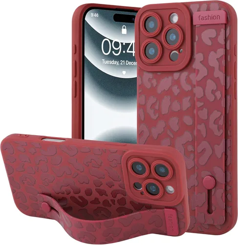 Vista 47 de OOK - Funda compatible con iPhone 11 en color vino rojo con estampado de leopardo, de TPU a prueba de golpes, cubierta delgada de silicona