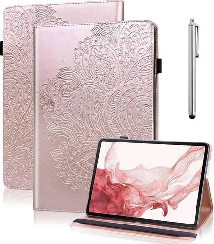 Vista 10 de Funda para Xiaomi Redmi Pad 10.61 Pulgadas 2022, Diseño En Relieve Pavo Real Floral PU Funda De Cuero Flip Stand Con Soporte De Bolígrafo Banda
