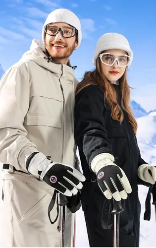 Vista 7 de Guantes de nieve de esquí de invierno para hombres, mujeres, jóvenes Guantes de calentamiento de manos impermeables para pantalla táctil y clima