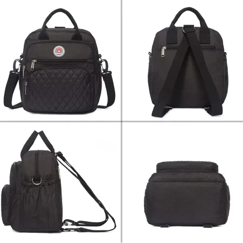 Vista 4 de Mochila de almuerzo aislada para mujeres/hombres, Negro, Casual