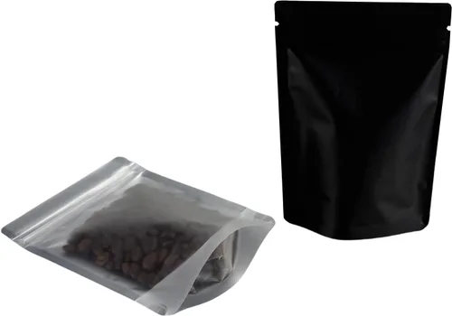 Vista 8 de PABCK 50 bolsas resellables de Mylar color negro, bolsas autosellables para almacenamiento de alimentos, dulces y café, bolsas de plástico