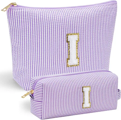 Vista 154 de YOOLIFE Regalos del Día de la Madre para Mujeres, Bolsa de Maquillaje con Iniciales, Bolsa de Maquillaje para Viaje, Bolsa de Maquillaje Negro