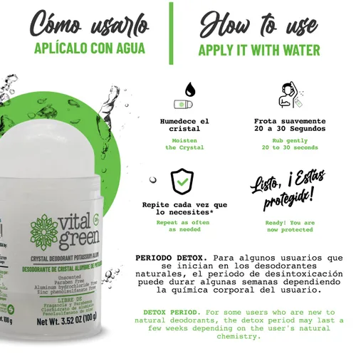 Vista 6 de Vital Green Thai Crystal Potassium Alum Desodorante – Desodorante mineral sin perfume para hombres, mujeres y atletas, 3.53 oz / 100 g (6 unidades)