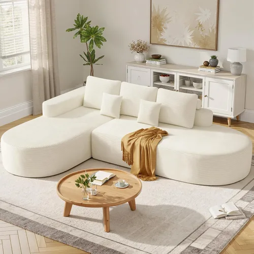 Vista 3 de Sofá modular curvado de 112 pulgadas, sofás de gran tamaño para sala de estar, moderno sofá modular sin hueso con asiento profundo, sofá de espuma