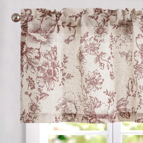 Vista 11 de Vangao Cenefas florales para ventanas verde bosque W50 X 16L 1 panel