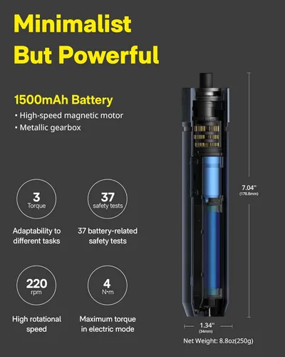 Vista 6 de HOTO Kit de destornillador eléctrico mejorado de 25 piezas, hexagonal de 1/4 pulgadas, tapa magnética, destornillador inalámbrico recargable de 1500