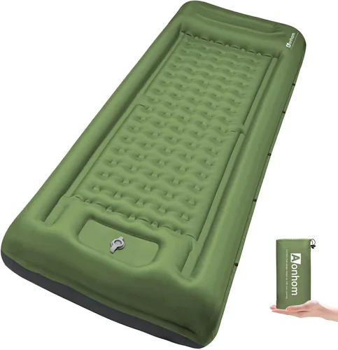Vista 12 de Colchoneta inflable ultraligera de 5 pulgadas con almohada, bomba de pie incorporada, almohadillas de dormir inflables compactas para acampar