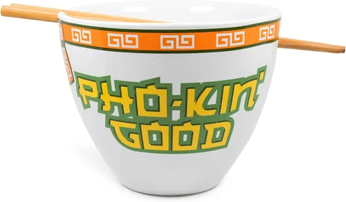 Vista 2 de Boom Trendz Bowl Bop Pho-Kin Good - Juego de vajilla de cerámica japonesa Incluye tazón para fideos ramen de 16 onzas y palillos de madera, plato