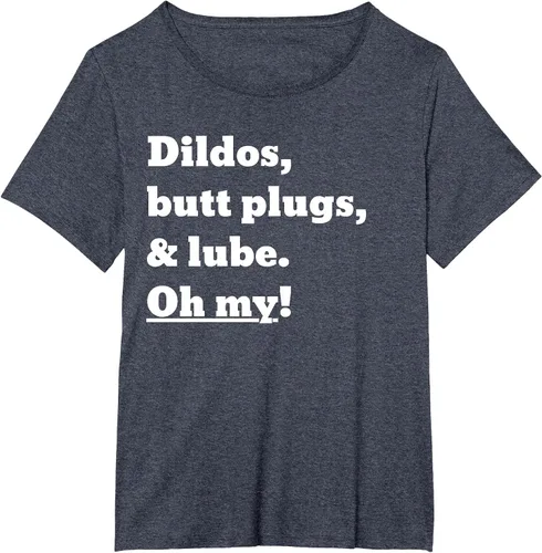 Vista 9 de Consoladores, tapones para los glúteos y lubricante. Camiseta Oh My! Azul bebé