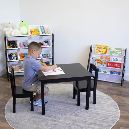 Vista 2 de Humble Crew Juego de mesa y silla para niños pequeños, muebles de actividades de madera Sturdy 5 piece playroom or bedroom desk, perfect size for