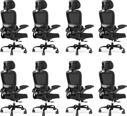 Vista 35 de TRALT - Silla de oficina ergonómica con soporte lumbar, color beige, 1