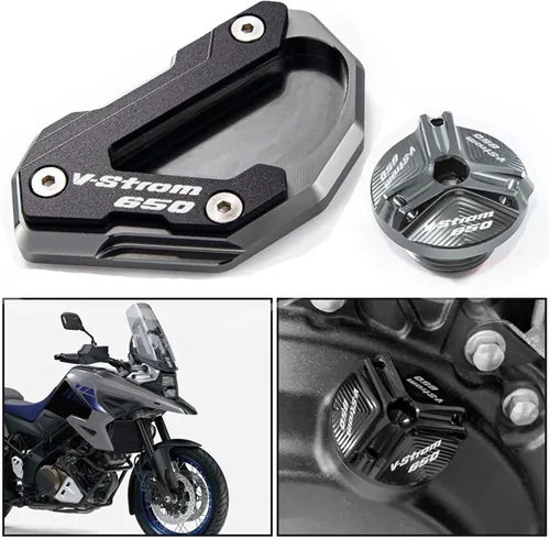 Vista 2 de Soporte de extensión lateral Soporte de extensión y tapa de llenado de aceite para Suzuki DL650 V-Strom 650 XT 650XT Vstrom650 (Color A Negro)