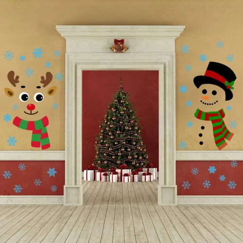Vista 6 de IMISHM Decoraciones de Pared de Navidad Decoraciones de Puerta de Navidad Decoraciones de Ventana de Navidad Calcomanías de Puerta de Navidad