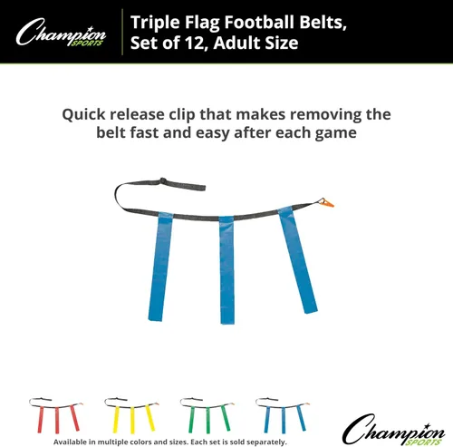 Vista 4 de Champion Sports Quick Release Triple Flag Football Sets (10 and 12 Belts)