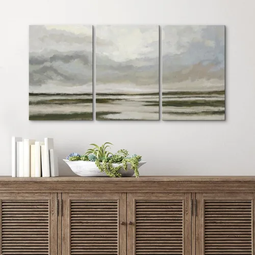 Vista 67 de wall26 Lienzo enmarcado para pared, juego de arte de acuarela pastel, paisaje rural, ilustraciones con formas abstractas, arte moderno, decorativo