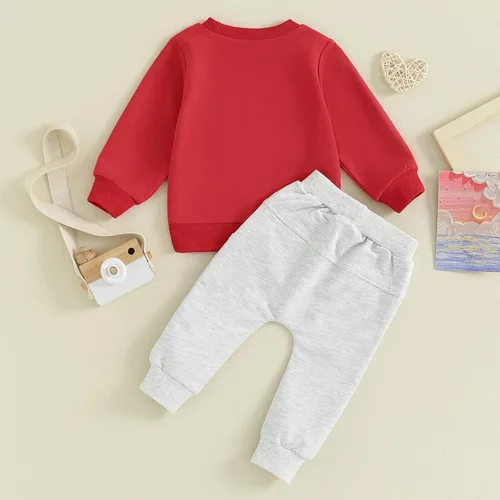 Vista 3 de Lesimsam Conjunto de sudadera de manga larga con cuello redondo y pantalones deportivos para el día de San Valentín