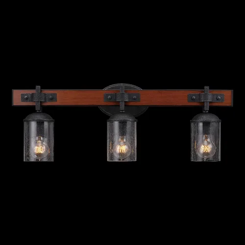 Vista 7 de Globe Electric 51854 Kingston - Lámpara de tocador de 3 luces, madera sintética oscura, detalles de metal galvanizado, pantalla de vidrio sembrado